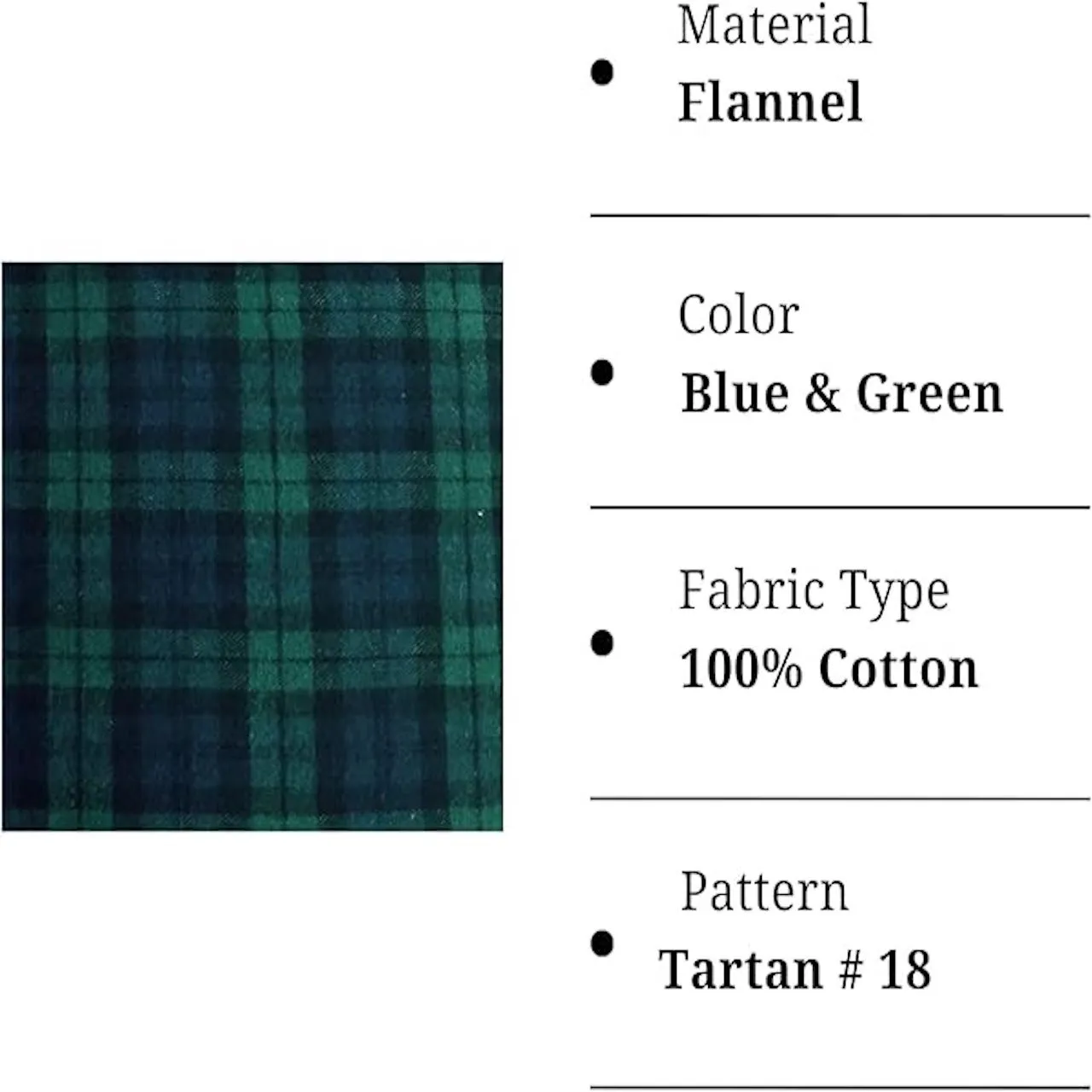 100% Cotton Flannel Fabric | 60 inches Wide | Sold By The Yard | Blanket, Pillowcases, Quilting, Sewing, PJ, Shirt, | Blue & Green | 5