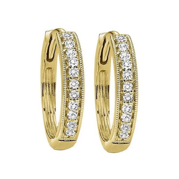 10KT Yellow Gold & Diamond Classic Book Mixable Fashion Earrings  - 1/6 ctw