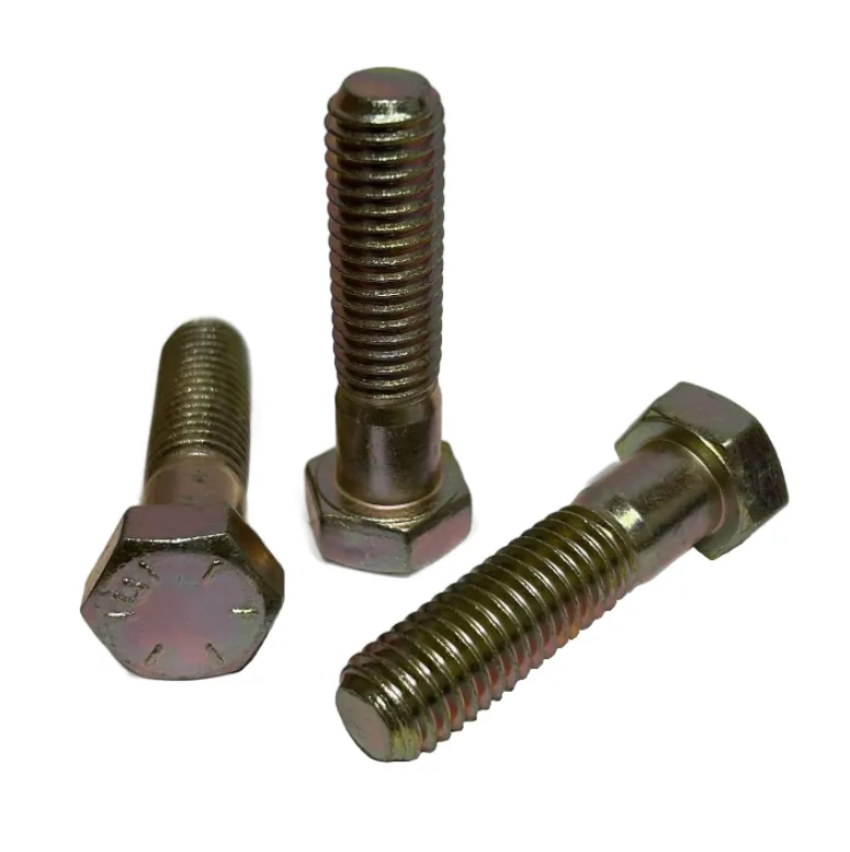 1/2" Coarse Thread Grade 8 Hex Cap Screws Yellow Zinc Plated Bolts