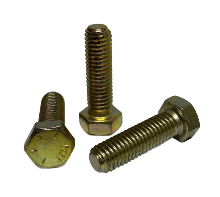 1/2" Coarse Thread Grade 8 Hex Cap Screws Yellow Zinc Plated Bolts