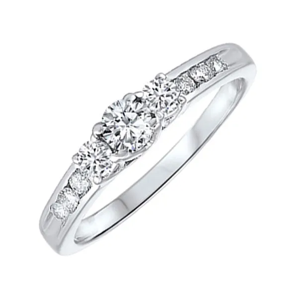 14KT White Gold & Diamond Classic Book 3 Stone Fashion Ring   - 1/2 ctw