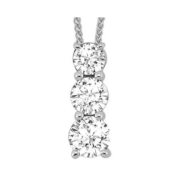 14KT White Gold & Diamond Classic Book 3 Stone Neckwear Pendant  - 1/2 ctw