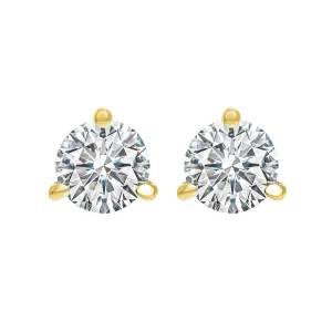 18KT Yellow Gold & Diamond Round Stud Earrings  - 1-1/2 ctw