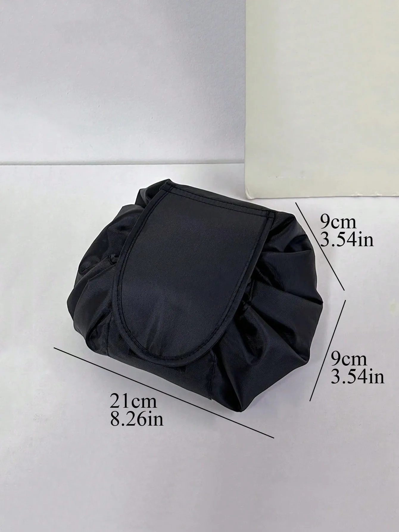 1pc Portable Polyester Makeup Storage Bag, Daily Black Drawstring Design Make Up Organizer Storage Bag For Outdoor Travel