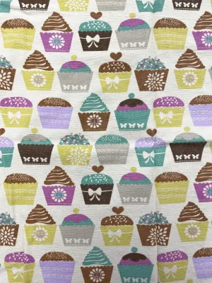 2 YD Cotton Duck Salvaged - Cream with Cupcakes