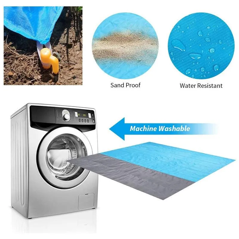 200Cm X 210Cm Foldable Waterproof And Sandproof Beach Blanket F49-8-910 Blue