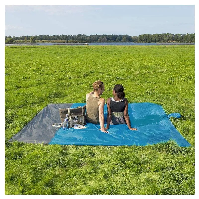 200Cm X 210Cm Foldable Waterproof And Sandproof Beach Blanket F49-8-910 Blue