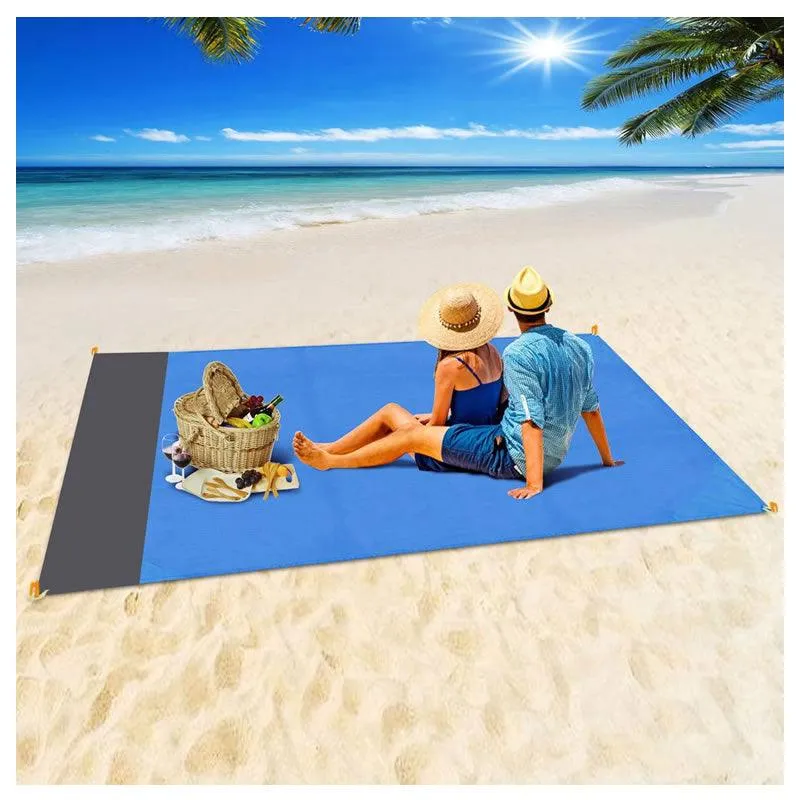 200Cm X 210Cm Foldable Waterproof And Sandproof Beach Blanket F49-8-910 Blue