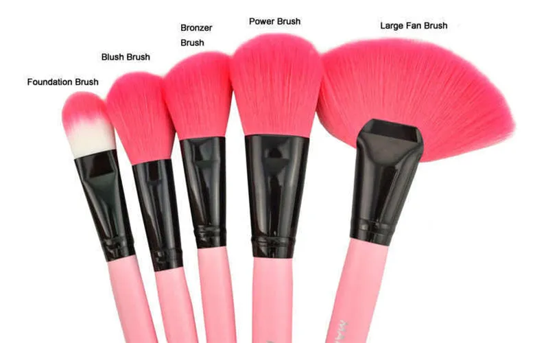 22 pcs Makeup Brush Set Professional Make Up Brushes Kit Wooden Handle Cosmetic Tools with Pink Bag Case Pouch -Pink