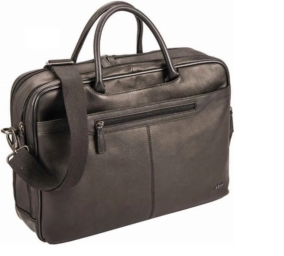 Adpel Alba 15.4" Leather Laptop Bag | Black