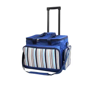 Alfresco 6 Person Insulated Picnic Bag Trolley Set Blue