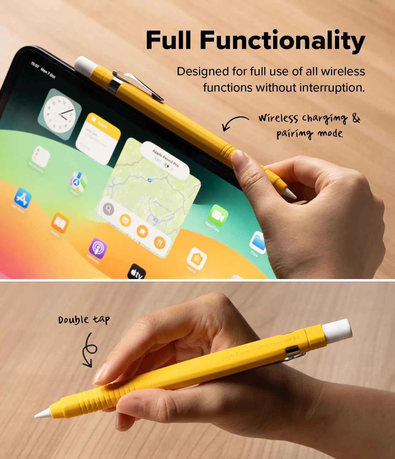 Apple Pencil Pro / Apple Pencil 2nd Generation Case, Silicone Drafting Pencil Case - Yellow