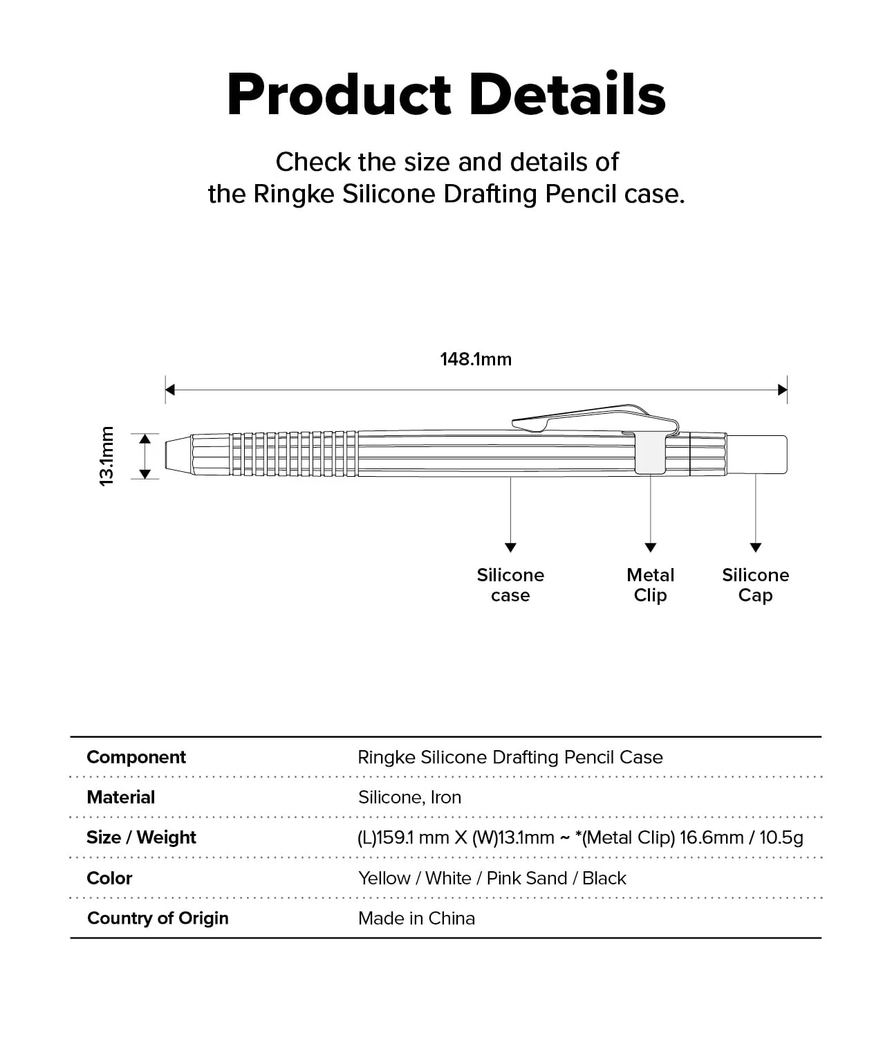 Apple Pencil Pro / Apple Pencil 2nd Generation Case, Silicone Drafting Pencil Case - Yellow