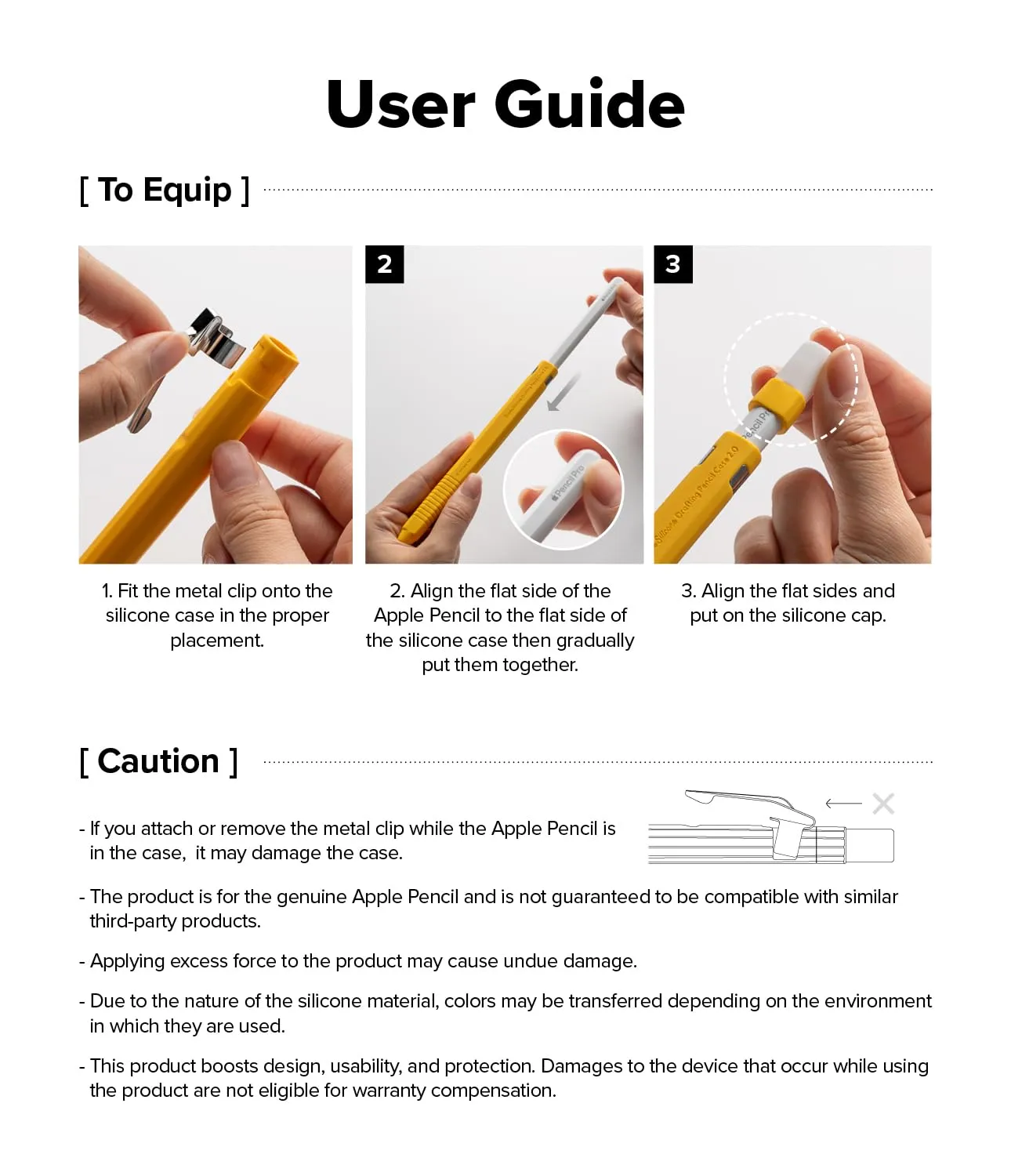 Apple Pencil Pro / Apple Pencil 2nd Generation Case, Silicone Drafting Pencil Case - Yellow