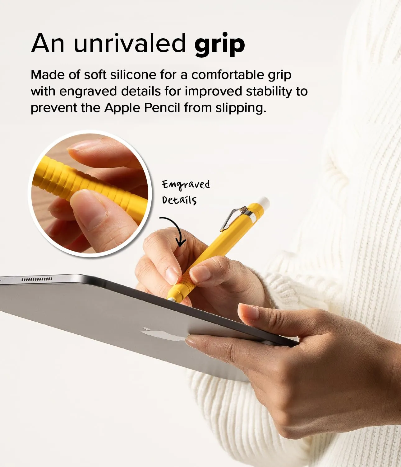 Apple Pencil Pro / Apple Pencil 2nd Generation Case, Silicone Drafting Pencil Case - Yellow