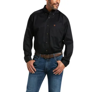 Ariat Men's Solid Twill Classic & Fitted Long Sleeve Shirt, Black