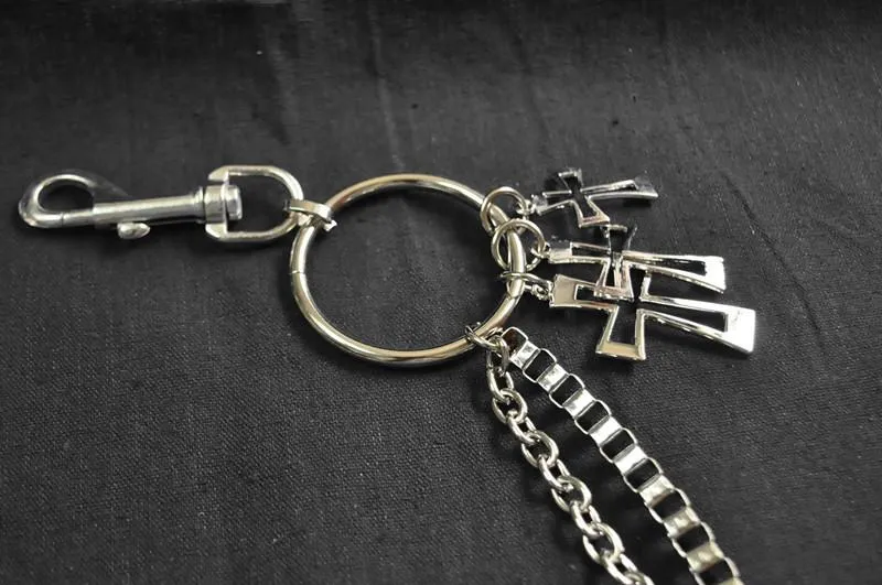 Badass Punk Mens Double Layer Cross Pants Chain Wallet Chain For Men