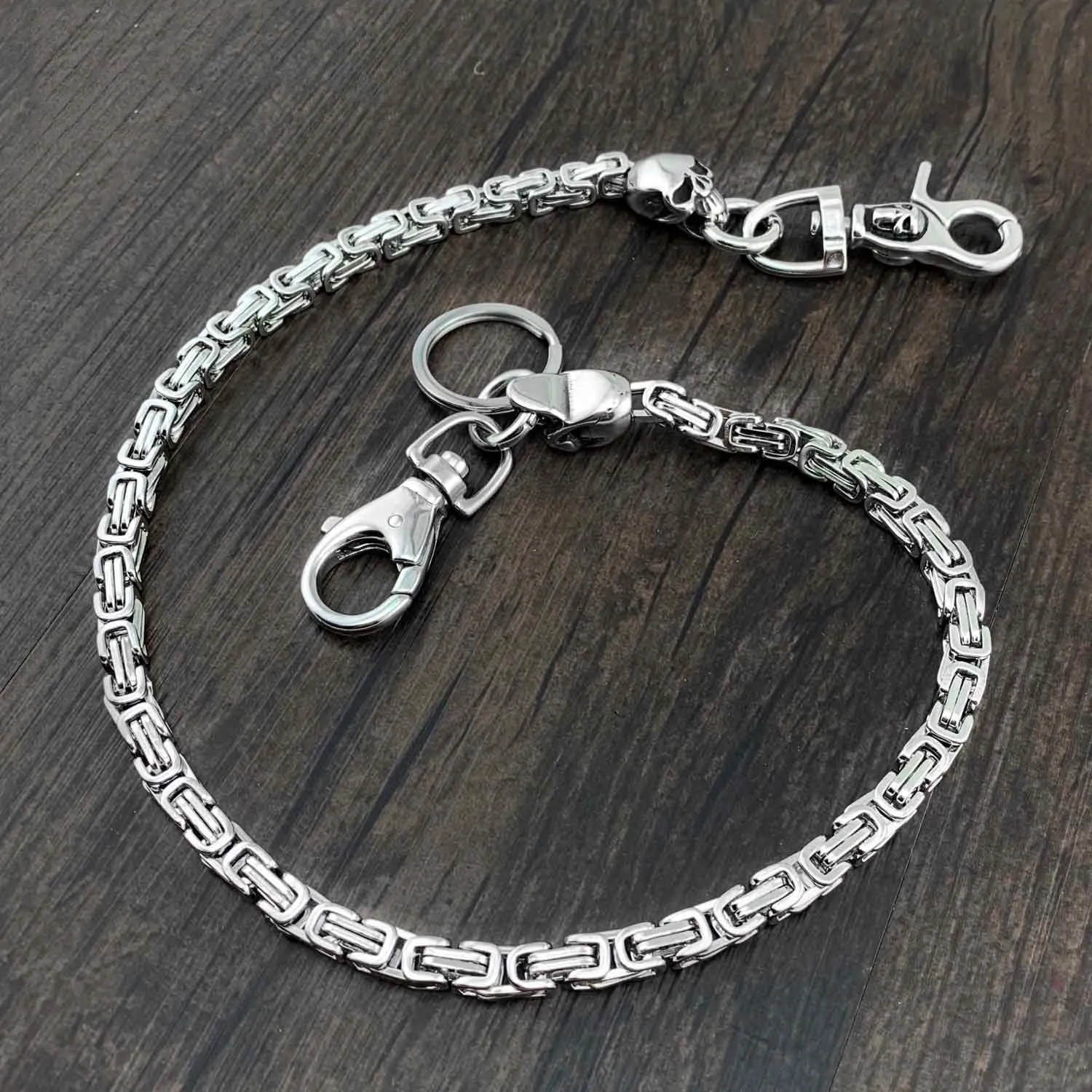 Badass Silver Motorcycle Pants Chain Skull Wallet Chain Long Biker Wallet Chain For Men