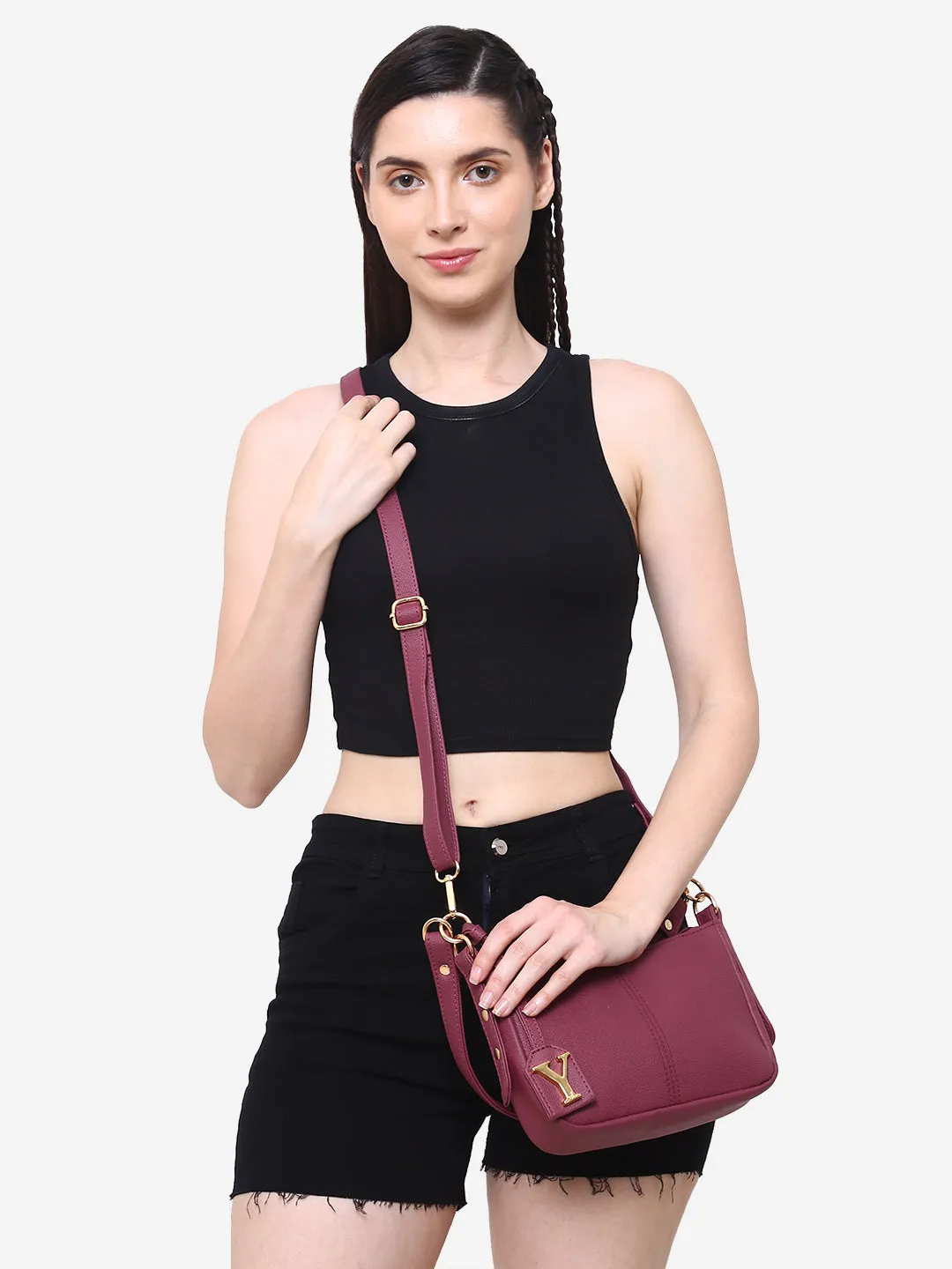 Baguette bag with long sling (Wine)