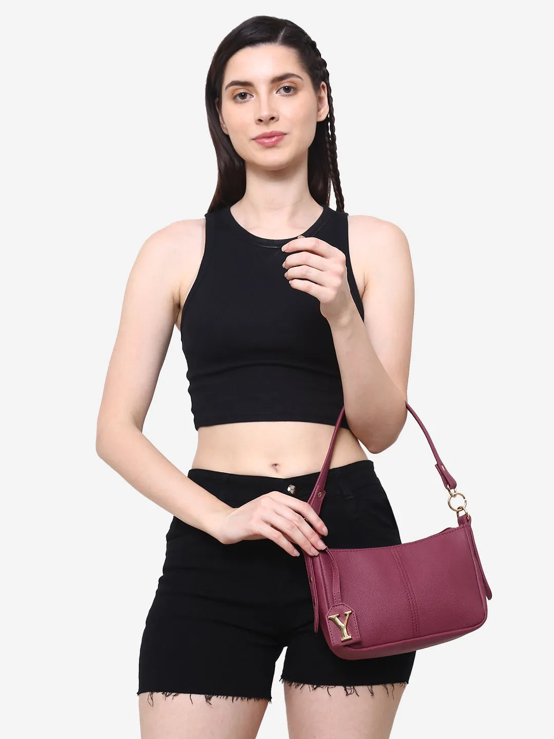 Baguette bag with long sling (Wine)