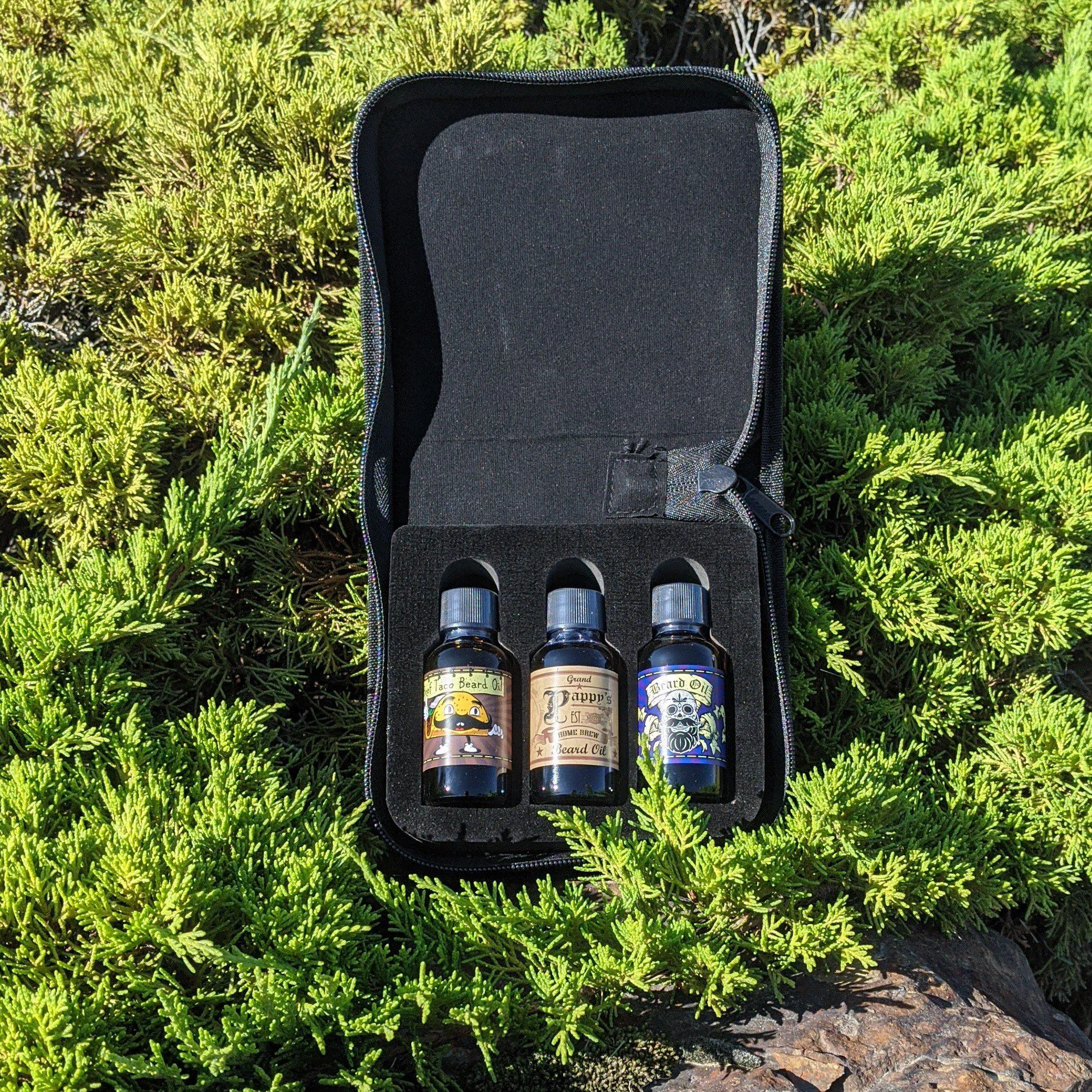 Beard Oil Sampler Set   Bonus Travel Case