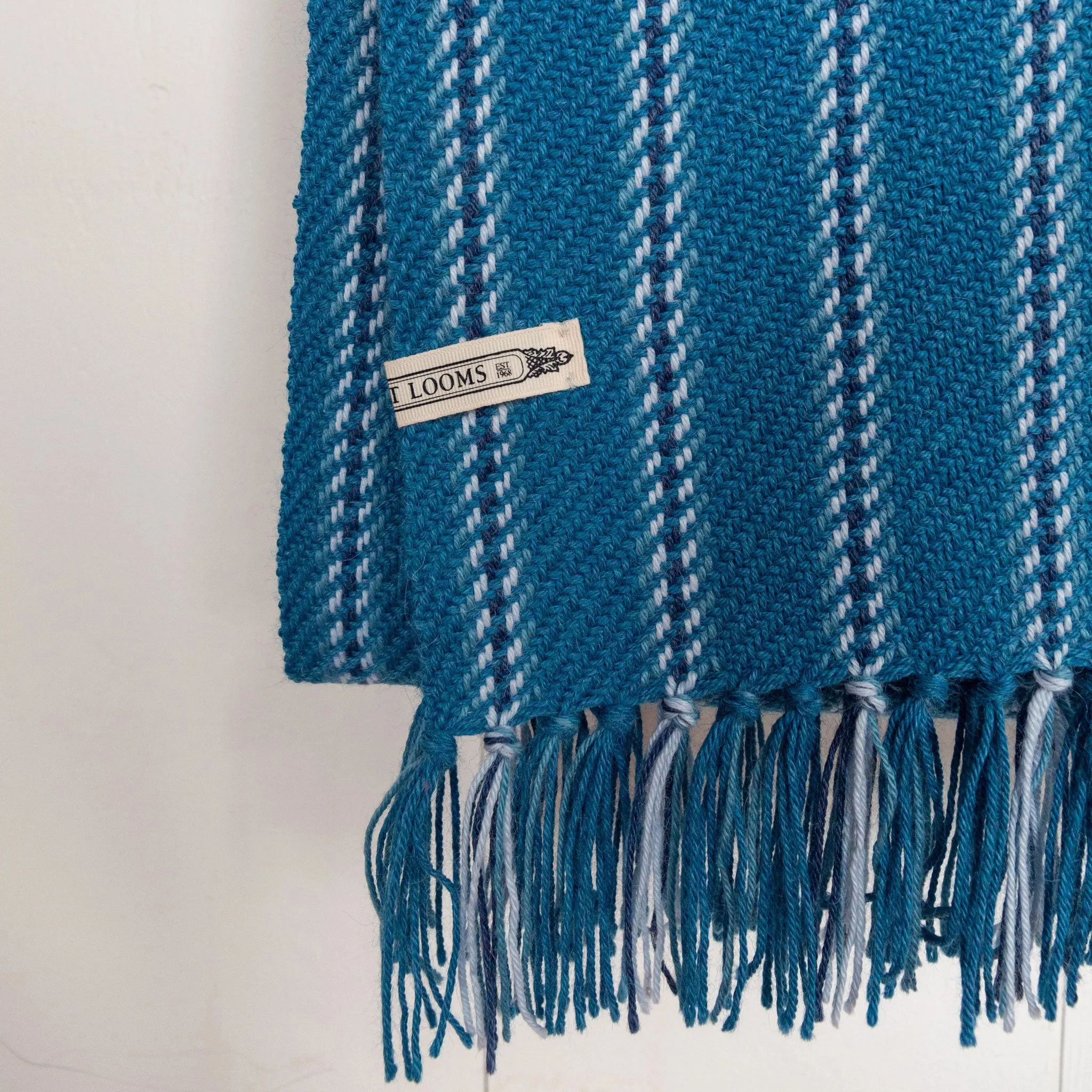 Blue Ticking Stripe Handwoven Alpaca Scarf