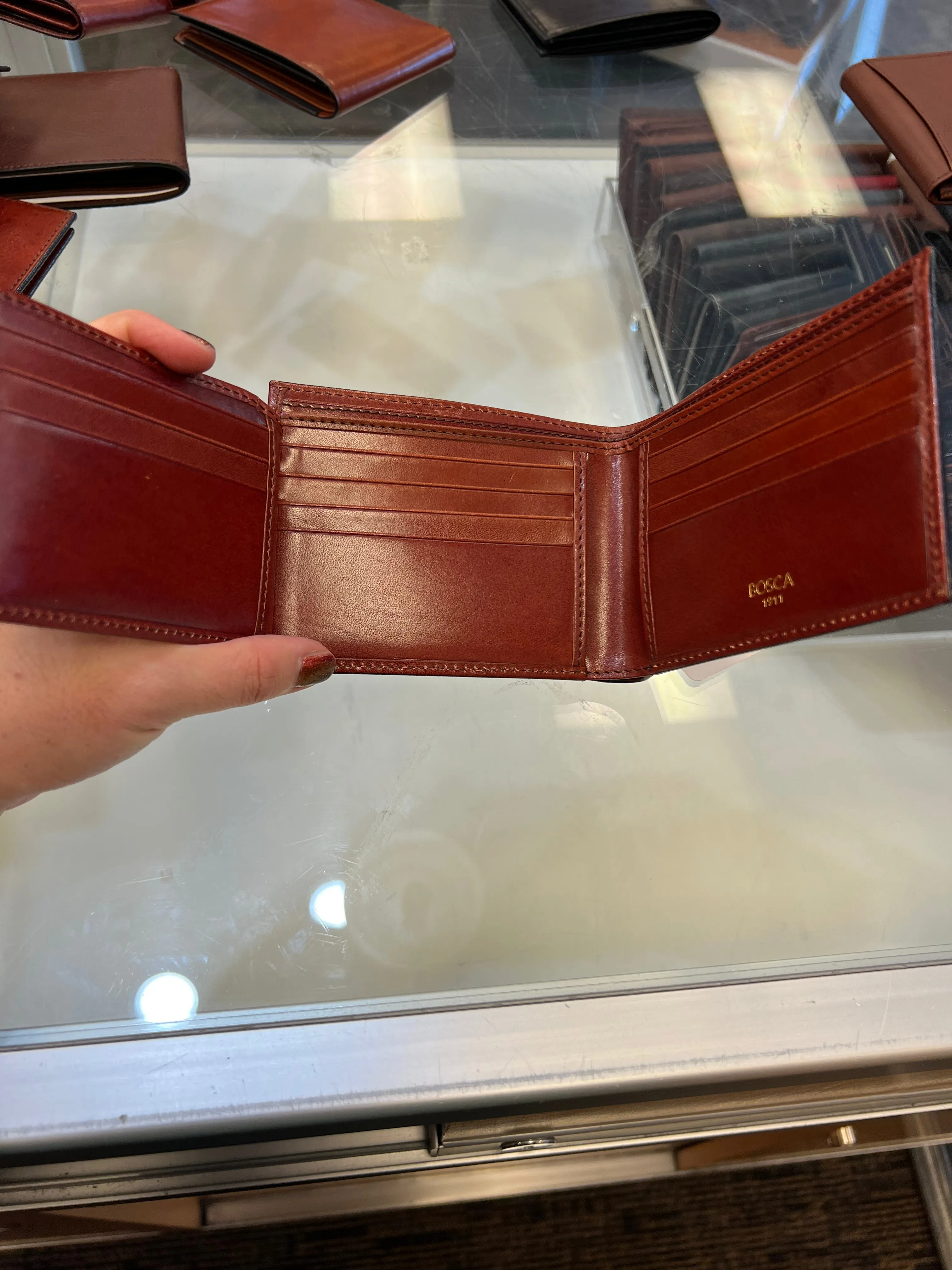 Bosca Double ID Trifold RFID Leather Wallet