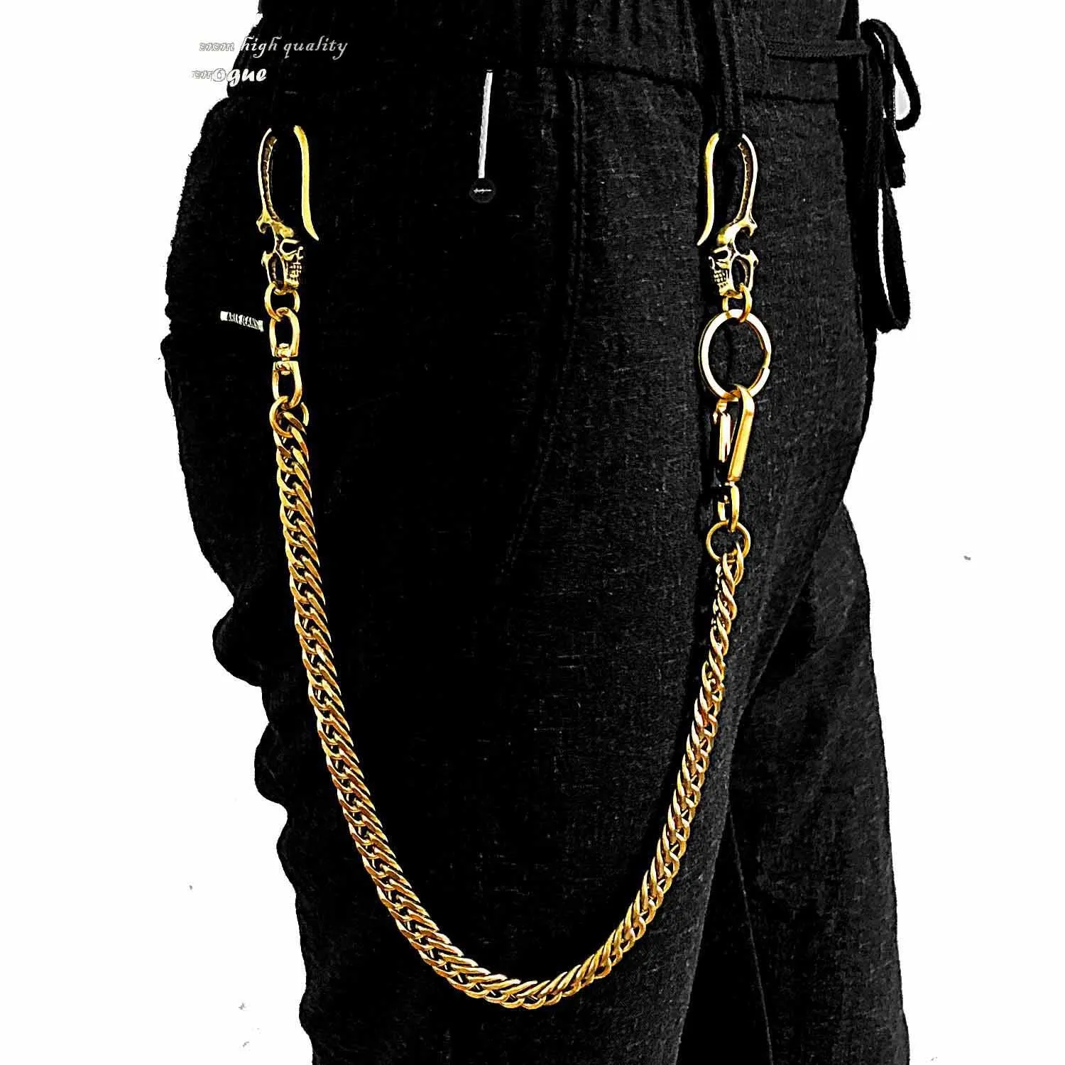 Brass Cool Pants Chain Motorcycle Biker Wallet Chain Gold Long Wallet Chain For Men