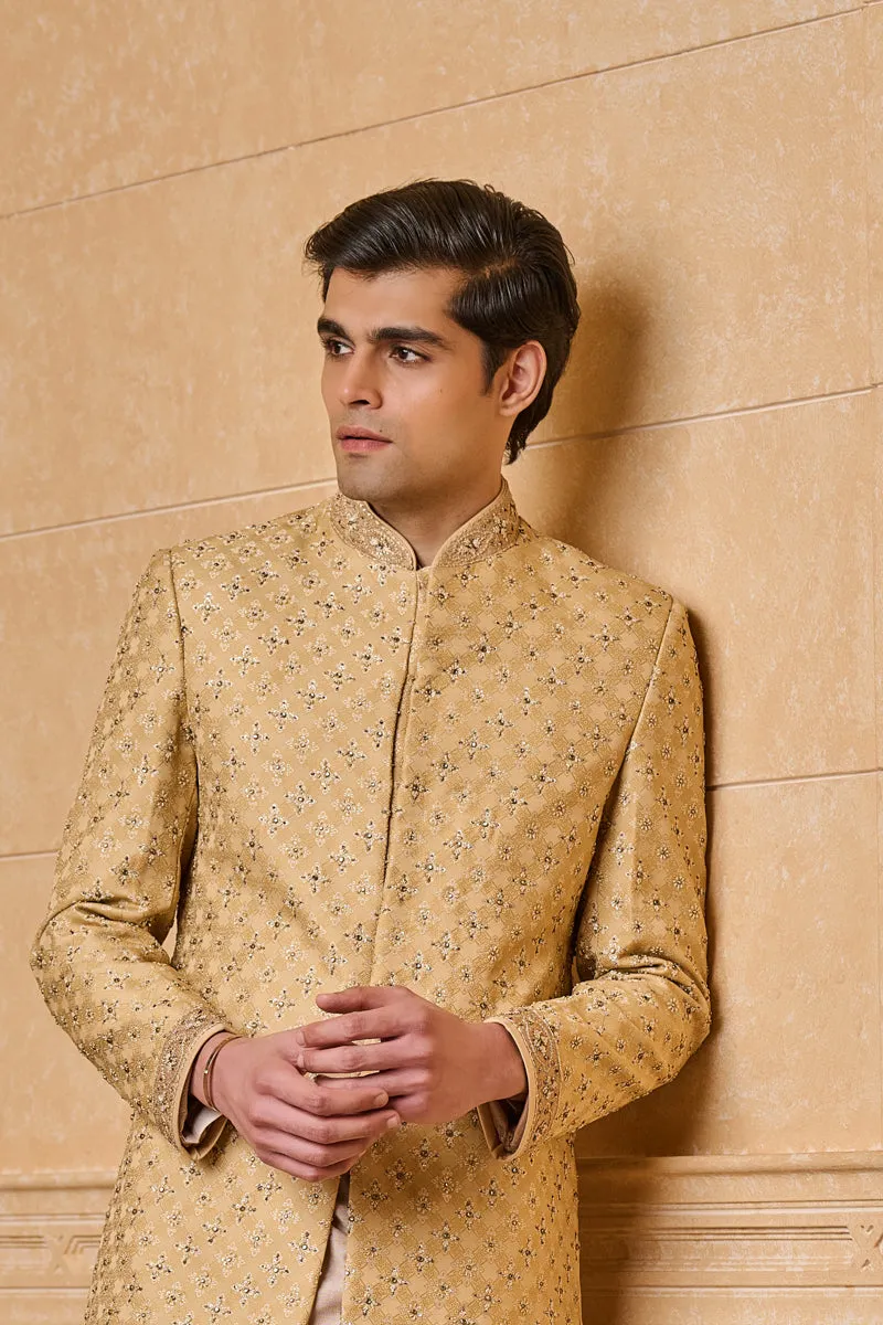 Brocade Sherwani With Kundan Details