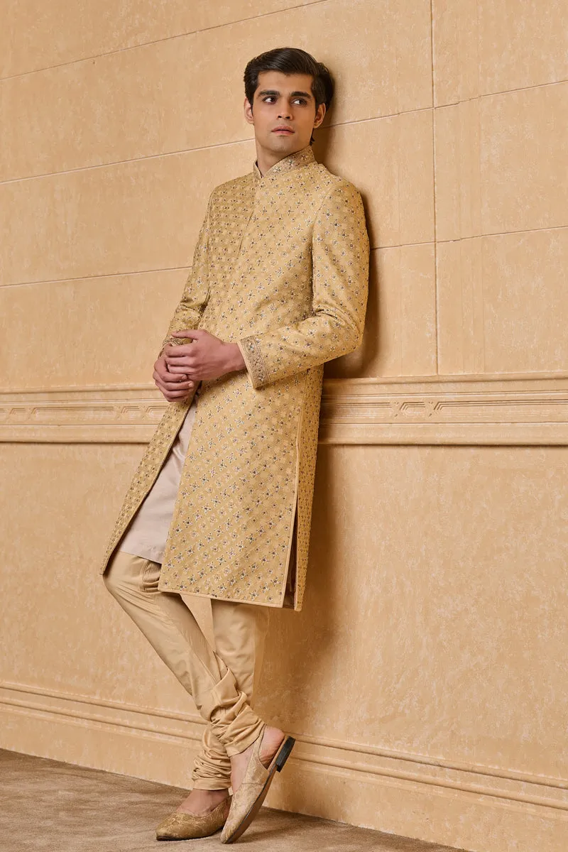 Brocade Sherwani With Kundan Details