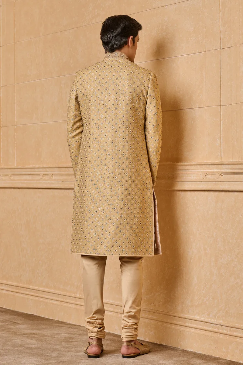 Brocade Sherwani With Kundan Details