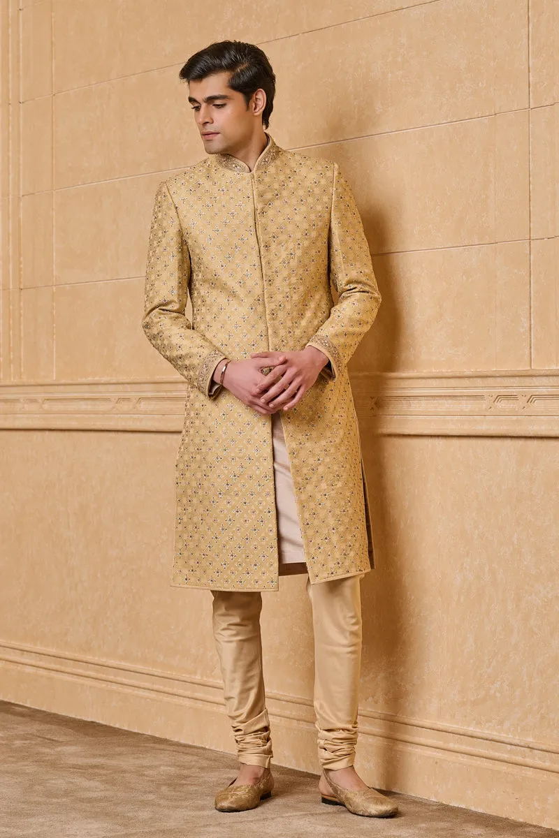 Brocade Sherwani With Kundan Details