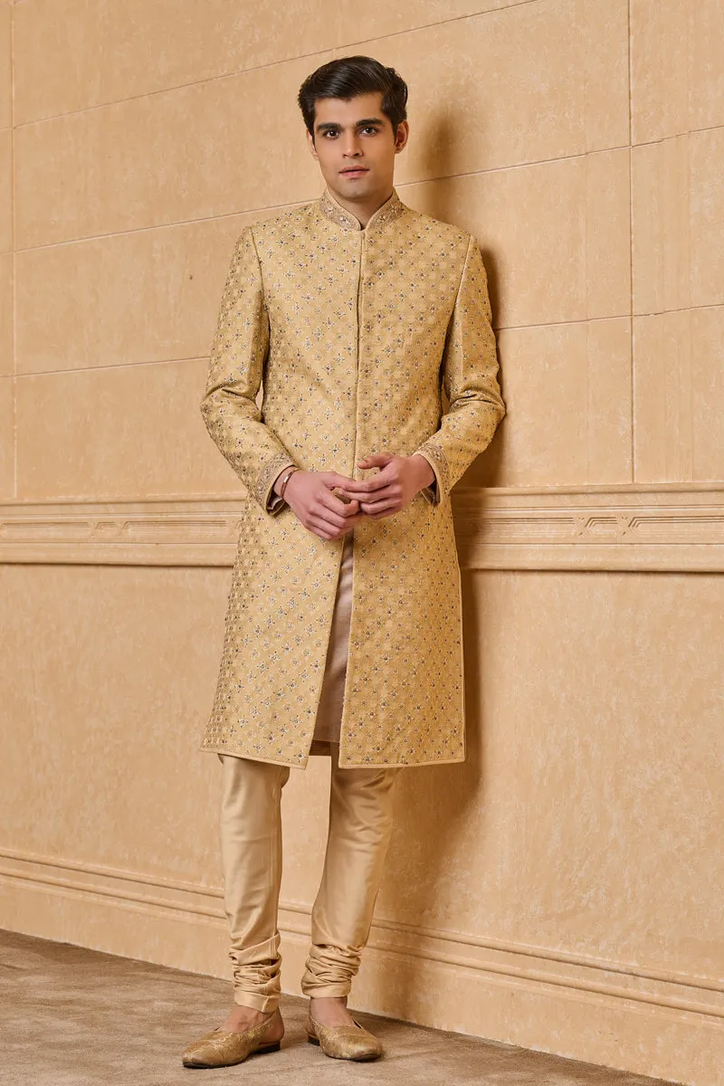 Brocade Sherwani With Kundan Details