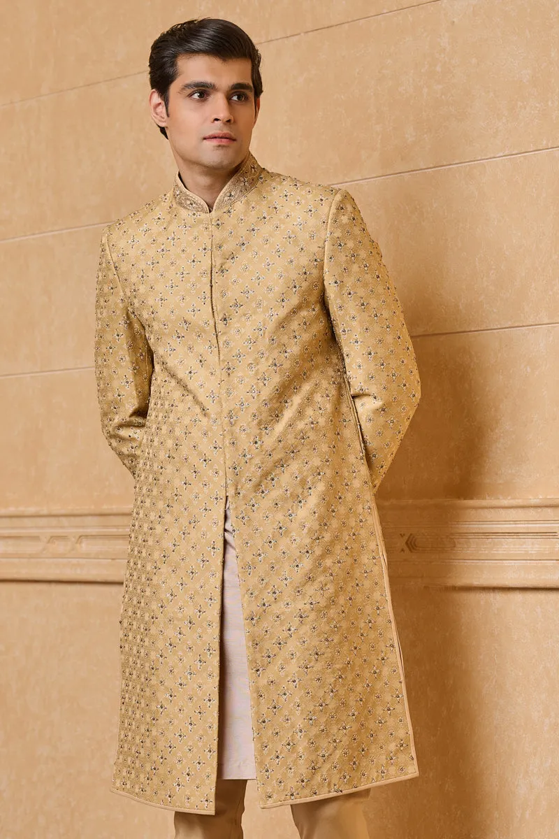 Brocade Sherwani With Kundan Details