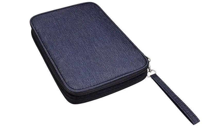 Business And Leisure Double Zipper Notebook Bag-Navy Blue