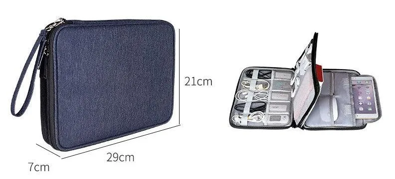 Business And Leisure Double Zipper Notebook Bag-Navy Blue