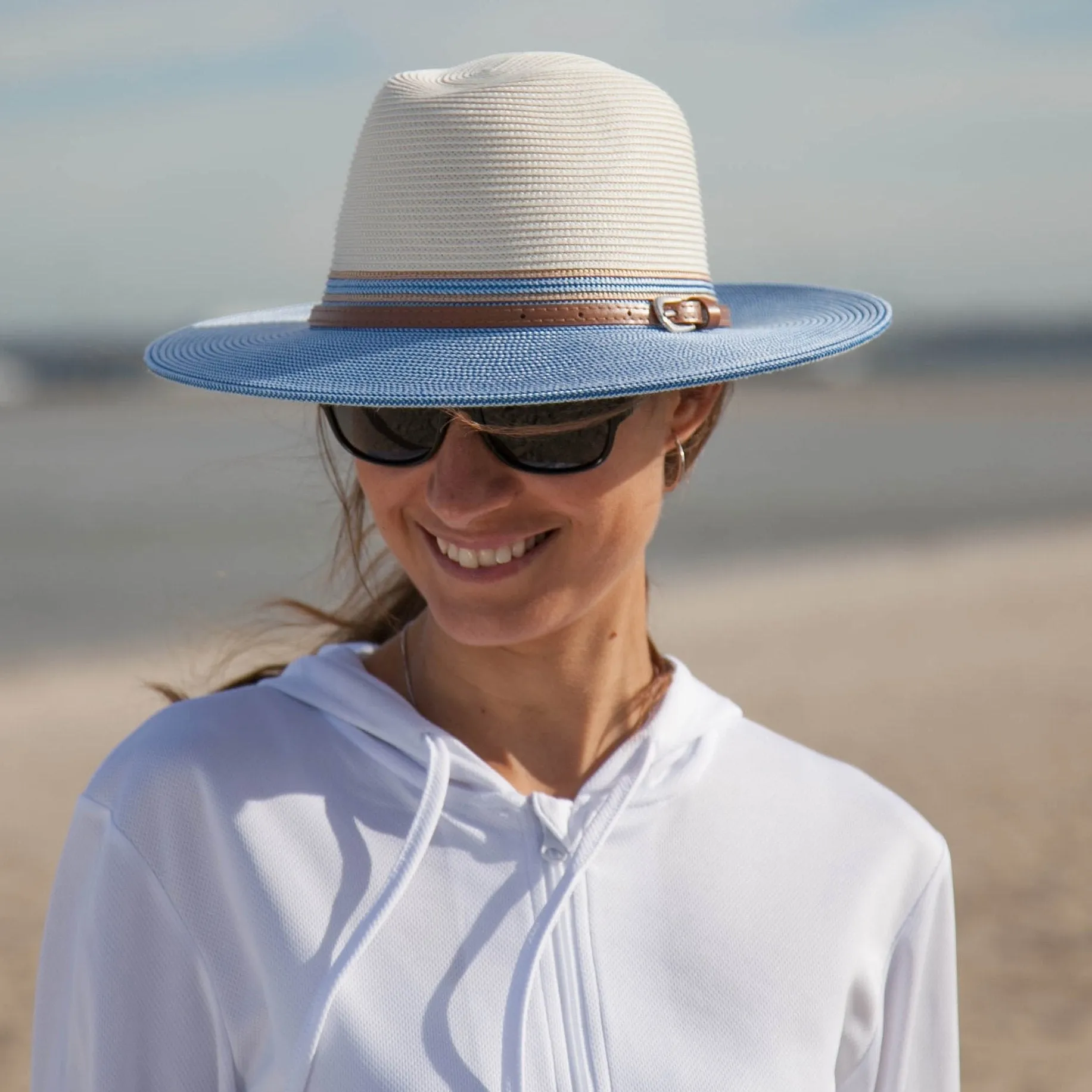 Cancer Council Heritage Town & Country Hat - Ivory/Blue