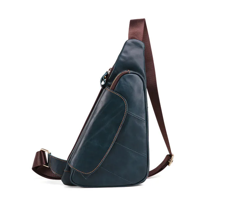 Casual Men's Leather Chest Bag J6420