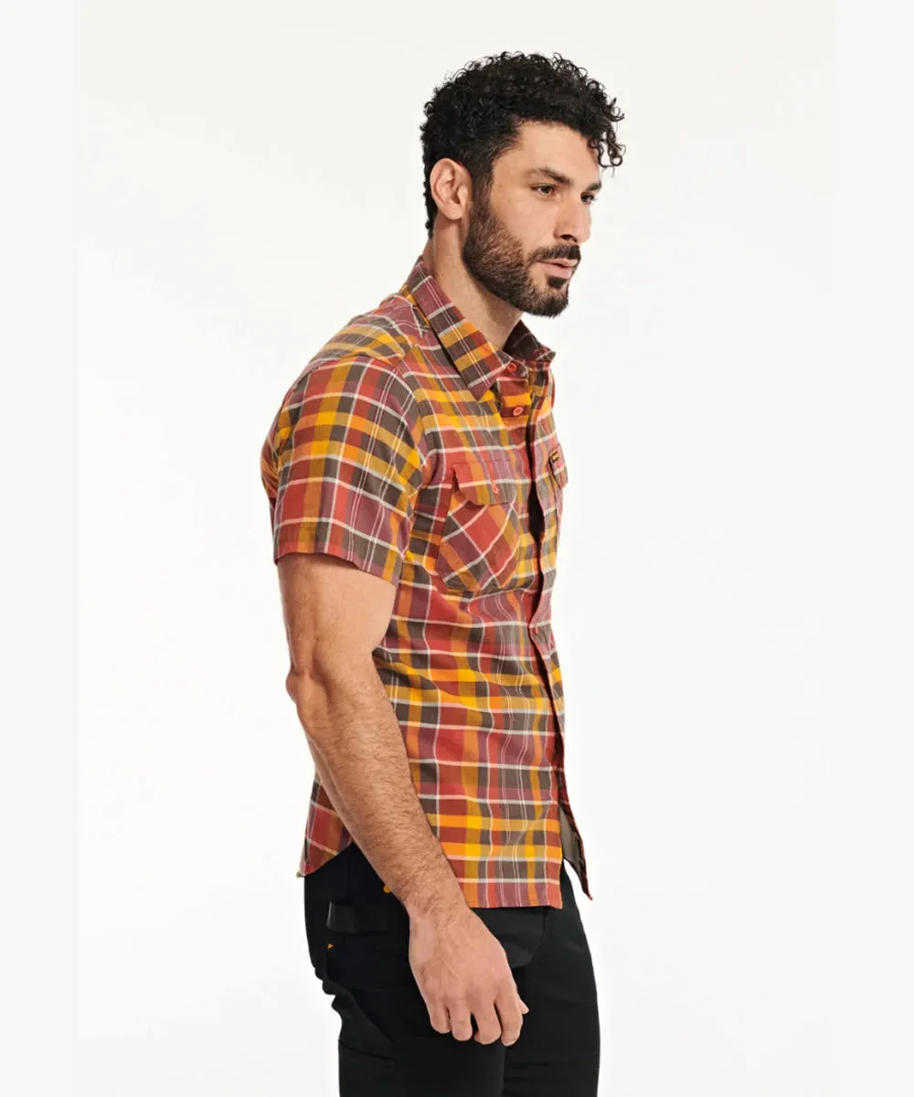 Caterpillar Men's Plaid Short Sleeve Work Shirt - Burnt Ochre