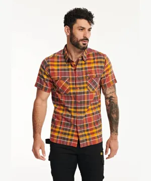 Caterpillar Men's Plaid Short Sleeve Work Shirt - Burnt Ochre