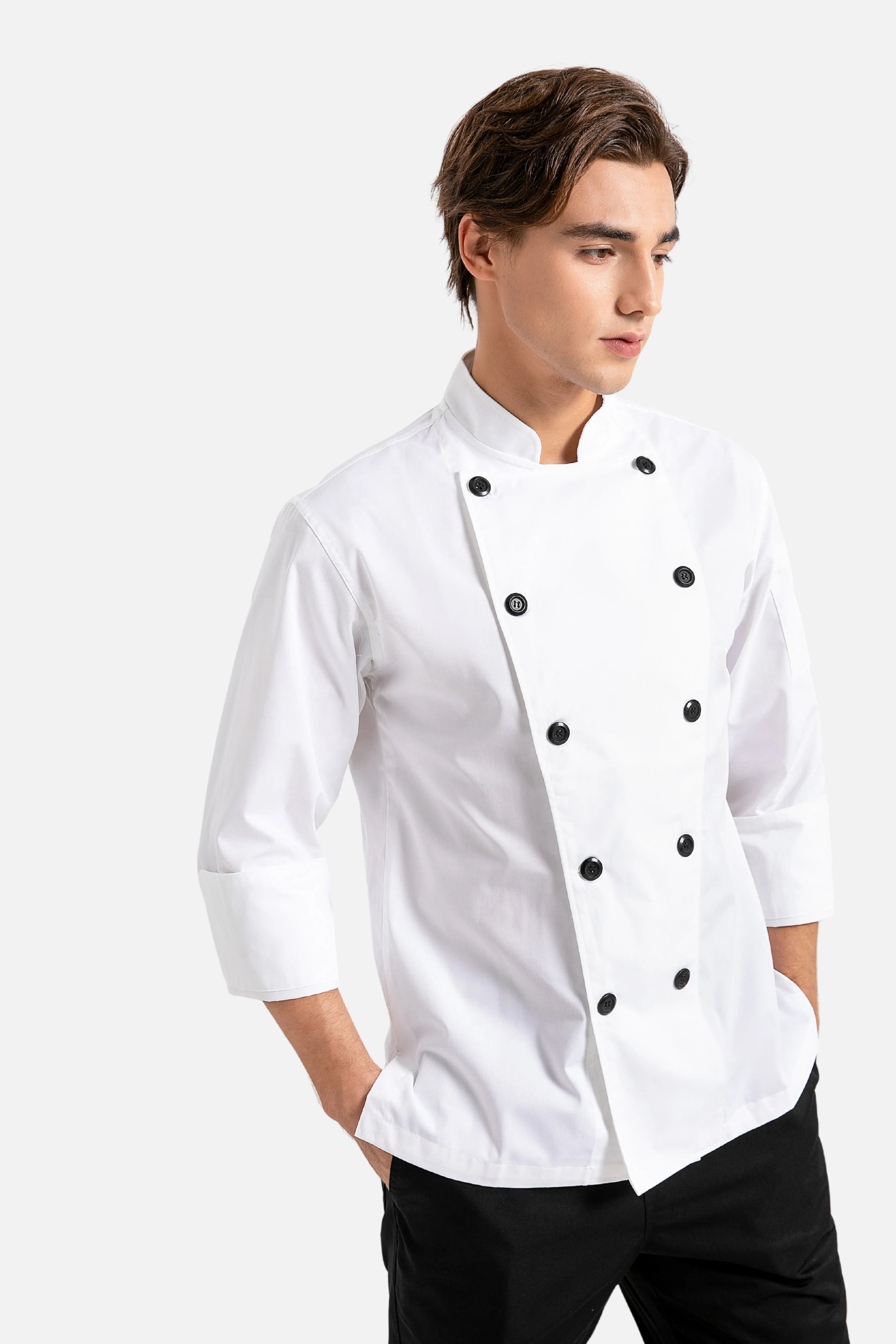 Classic Black Buttons Chef Jacket, Long Sleeve