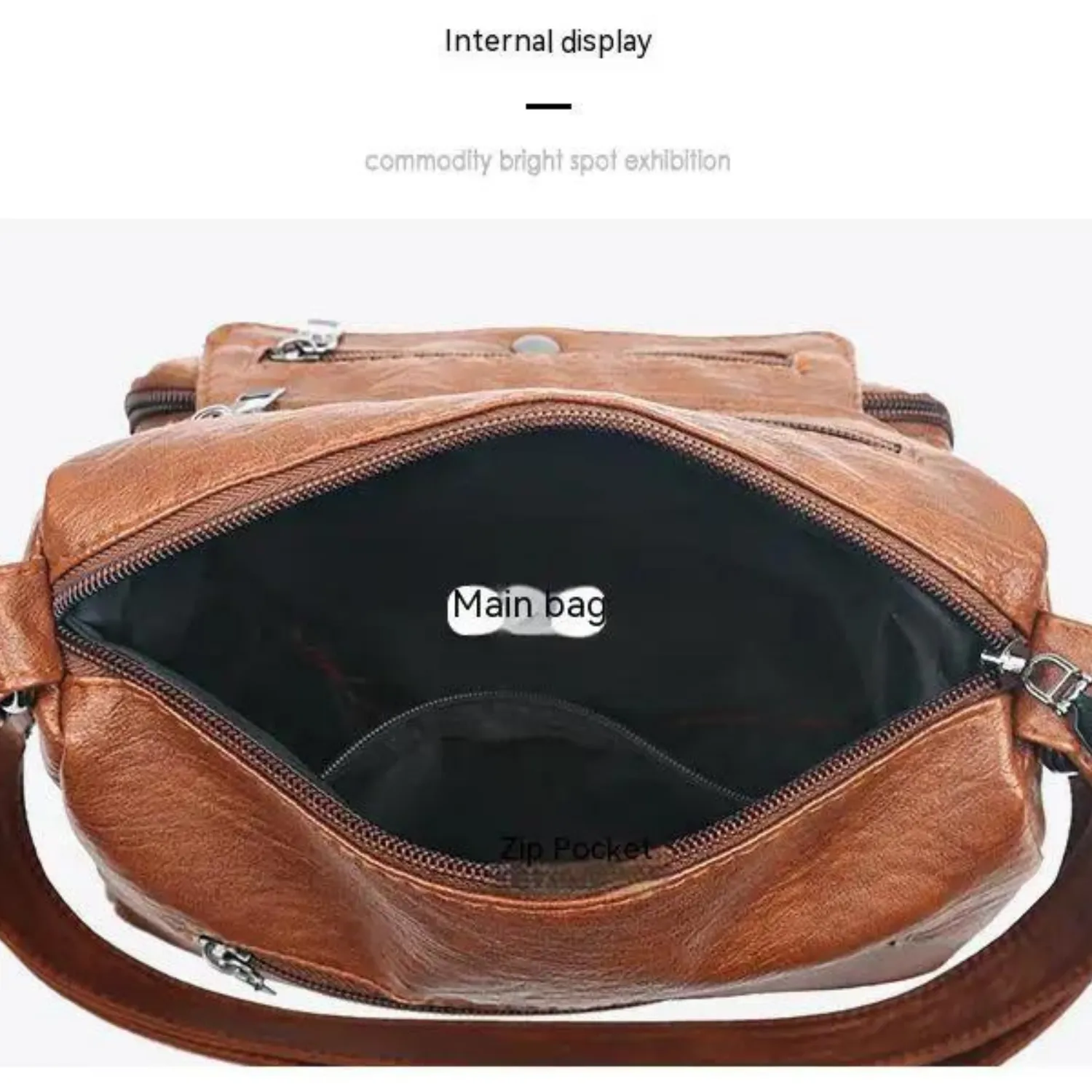 Classic Black PU Leather Messenger Bag