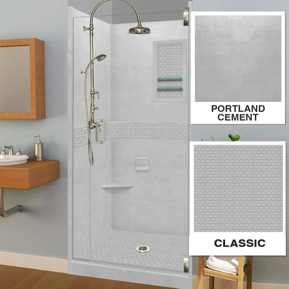 Classic Portland Cement Small Alcove Shower Enclosure Kit