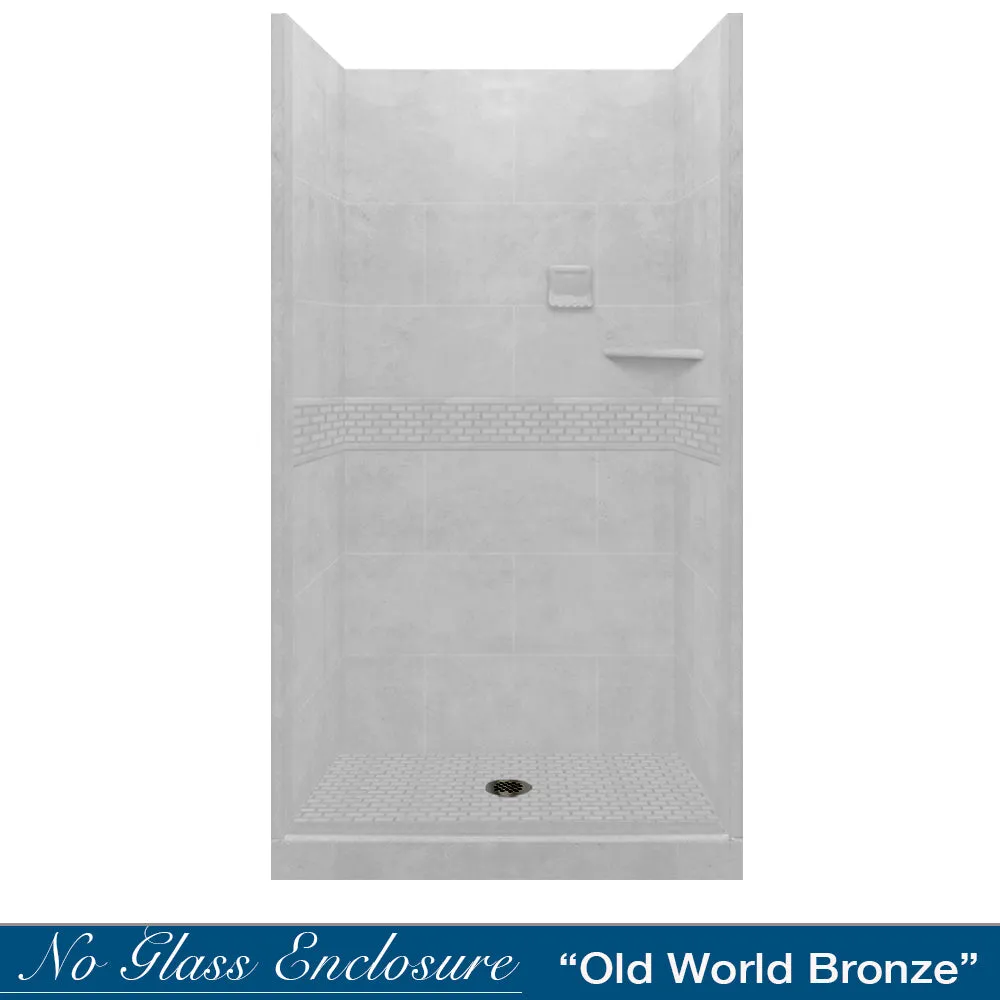 Classic Portland Cement Small Alcove Shower Enclosure Kit