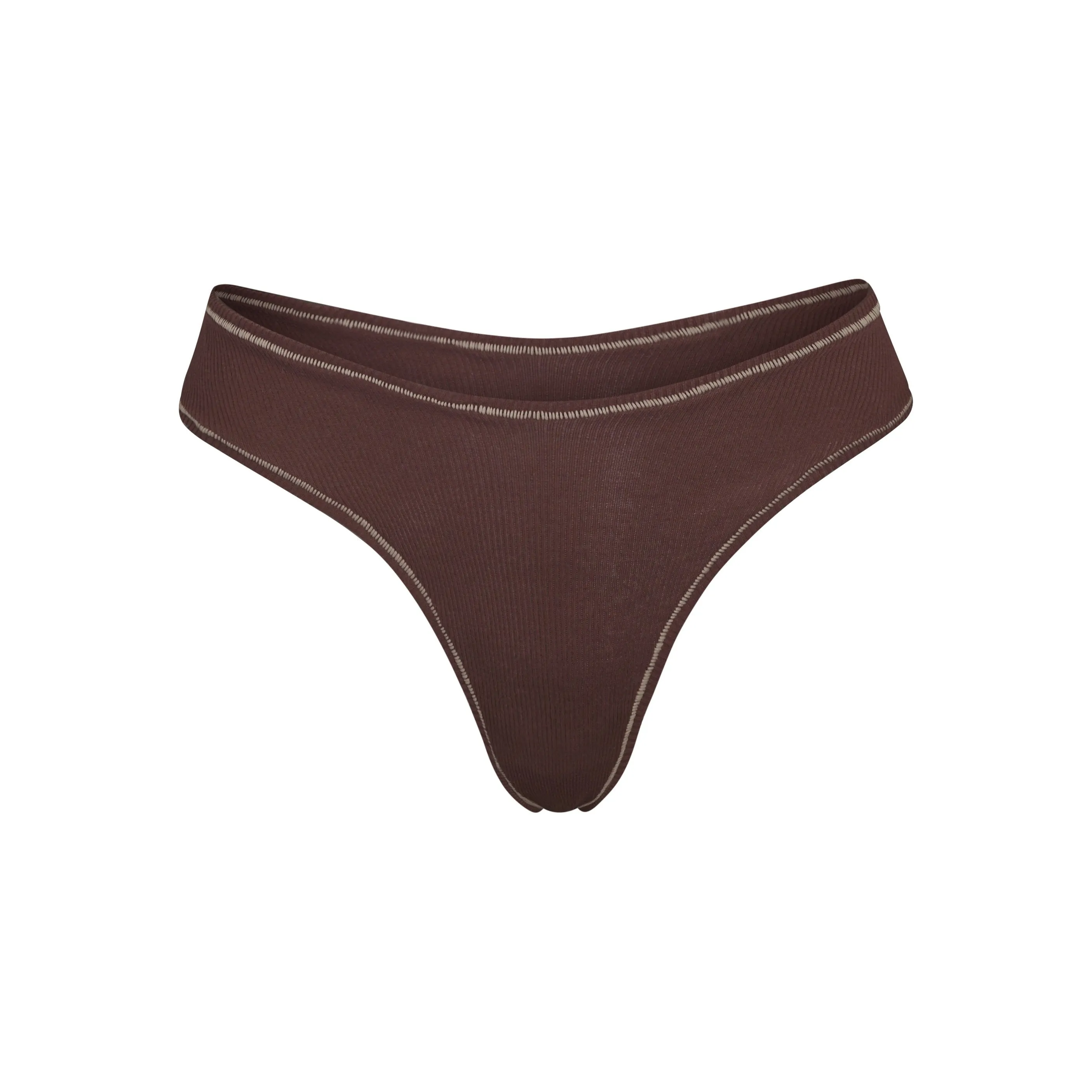 COTTON RIB DIPPED THONG | CHOCOLATE