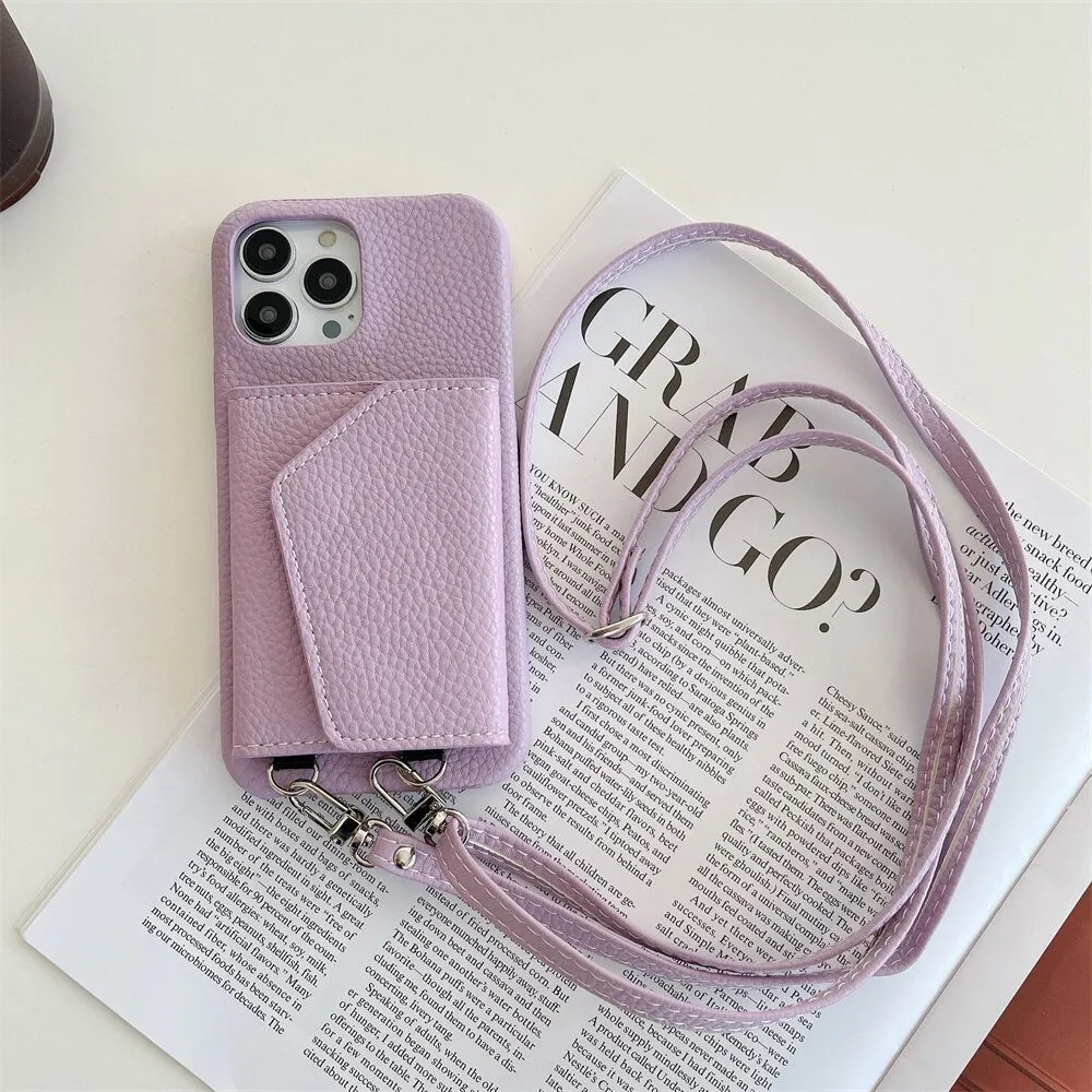 Crossbody Wallet Leather Phone Case With Card Holder For iPhone