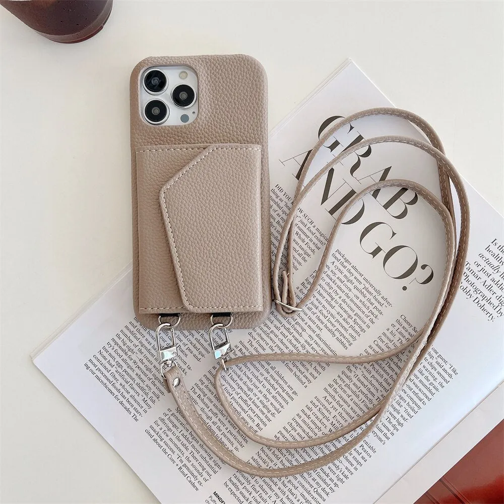 Crossbody Wallet Leather Phone Case With Card Holder For iPhone