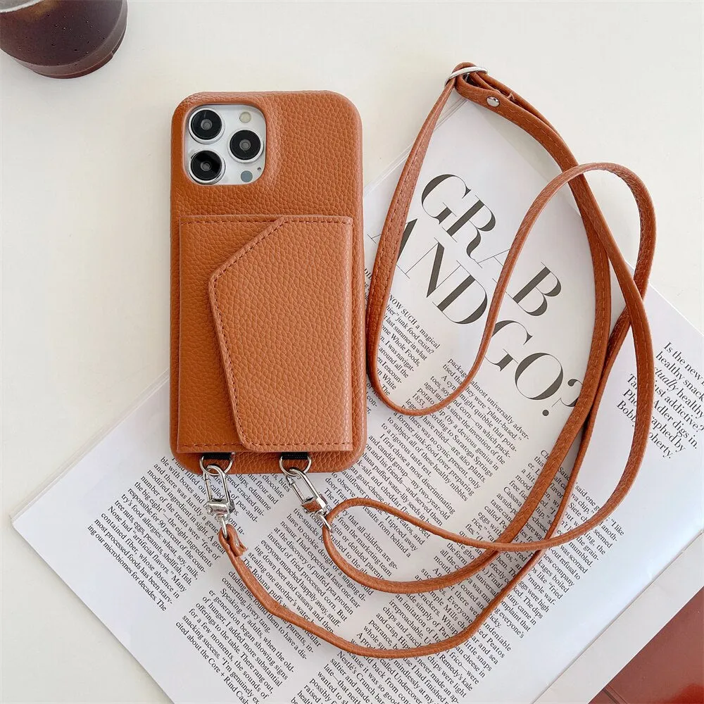 Crossbody Wallet Leather Phone Case With Card Holder For iPhone