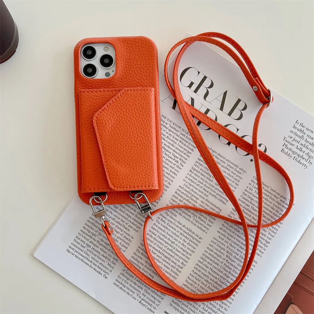 Crossbody Wallet Leather Phone Case With Card Holder For iPhone