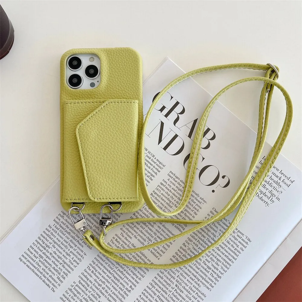 Crossbody Wallet Leather Phone Case With Card Holder For iPhone